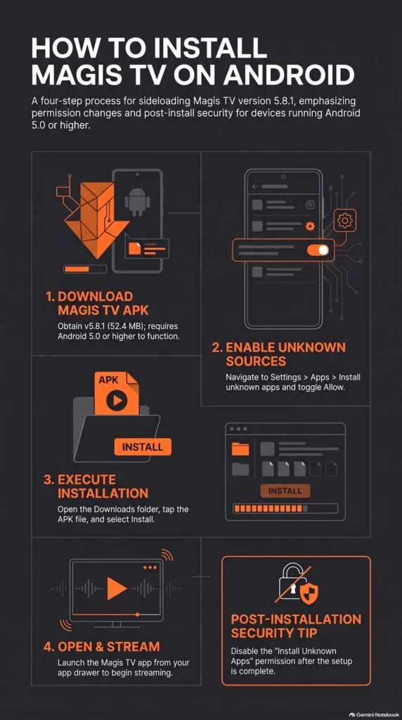 How to Download and install magis tv complete step by step guide detailed infograph