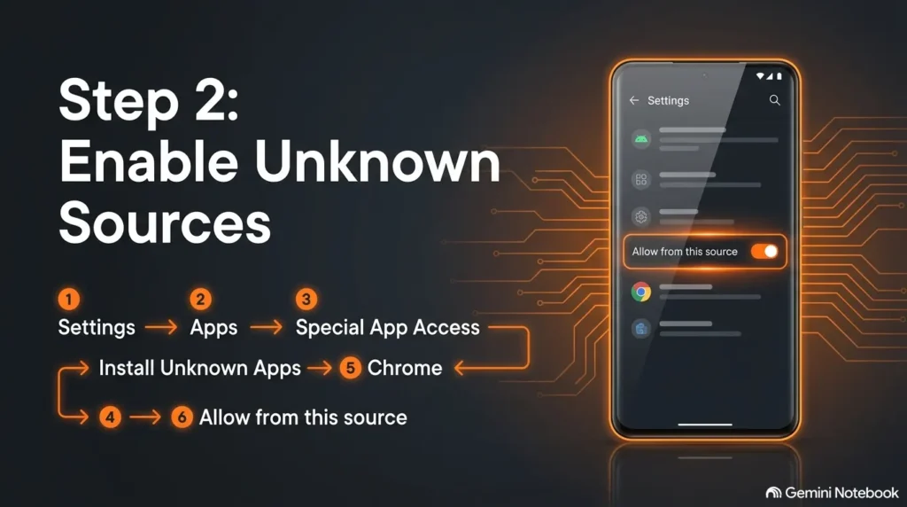 Enable Unknown Sources complete step infograph